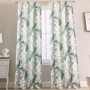 Laura Ashley Belvedere Peacock 2 Window Curtain Panel Set Blue Turquoise 38 x 84